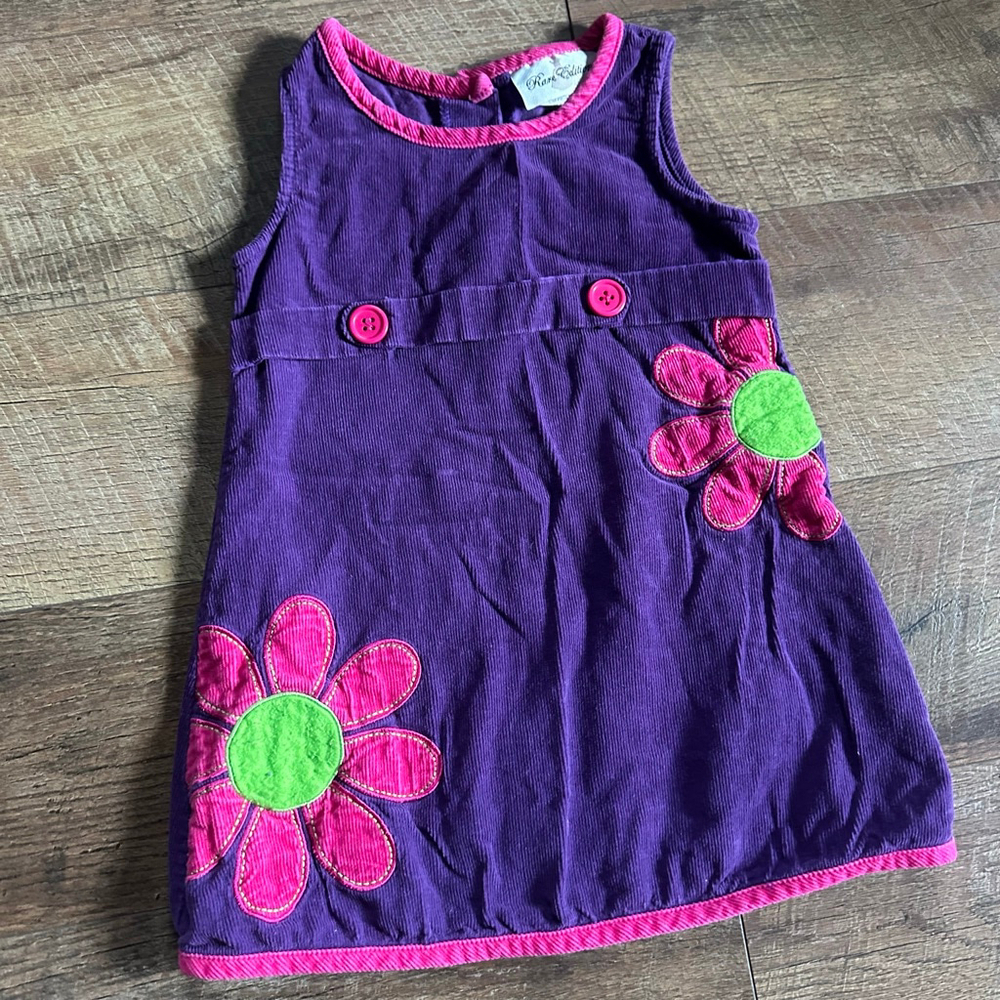 Girls Rare Editions Casual Dress 3T Purple Pink Corduroy Floral